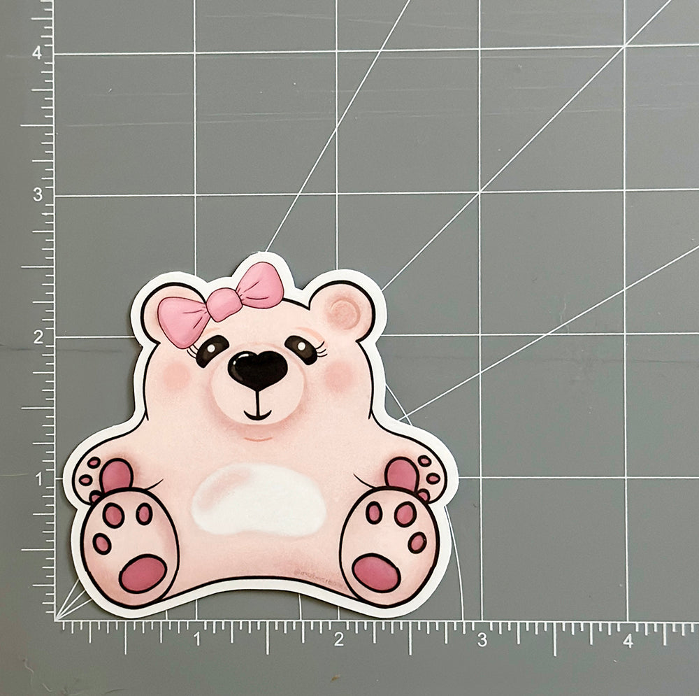 Pink Bear Die Cut Vinyl Sticker