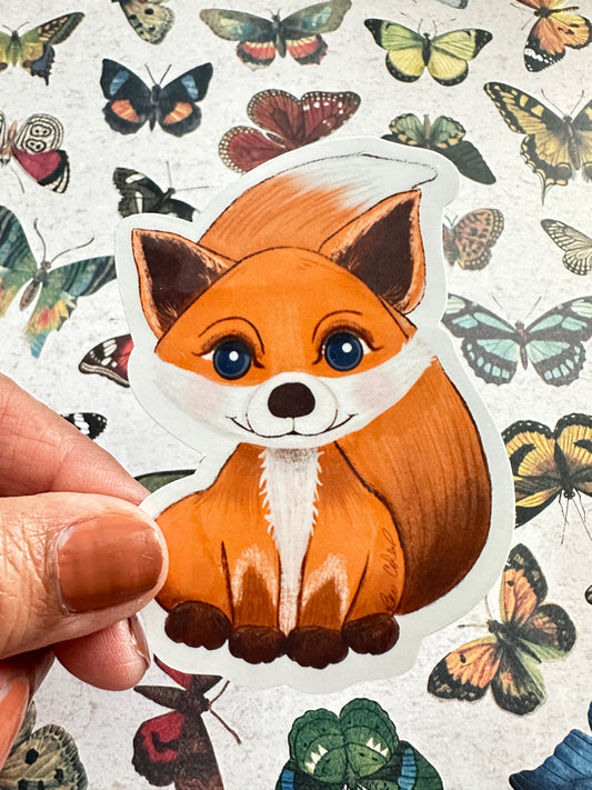Red Fox Cub Die Cut Sticker