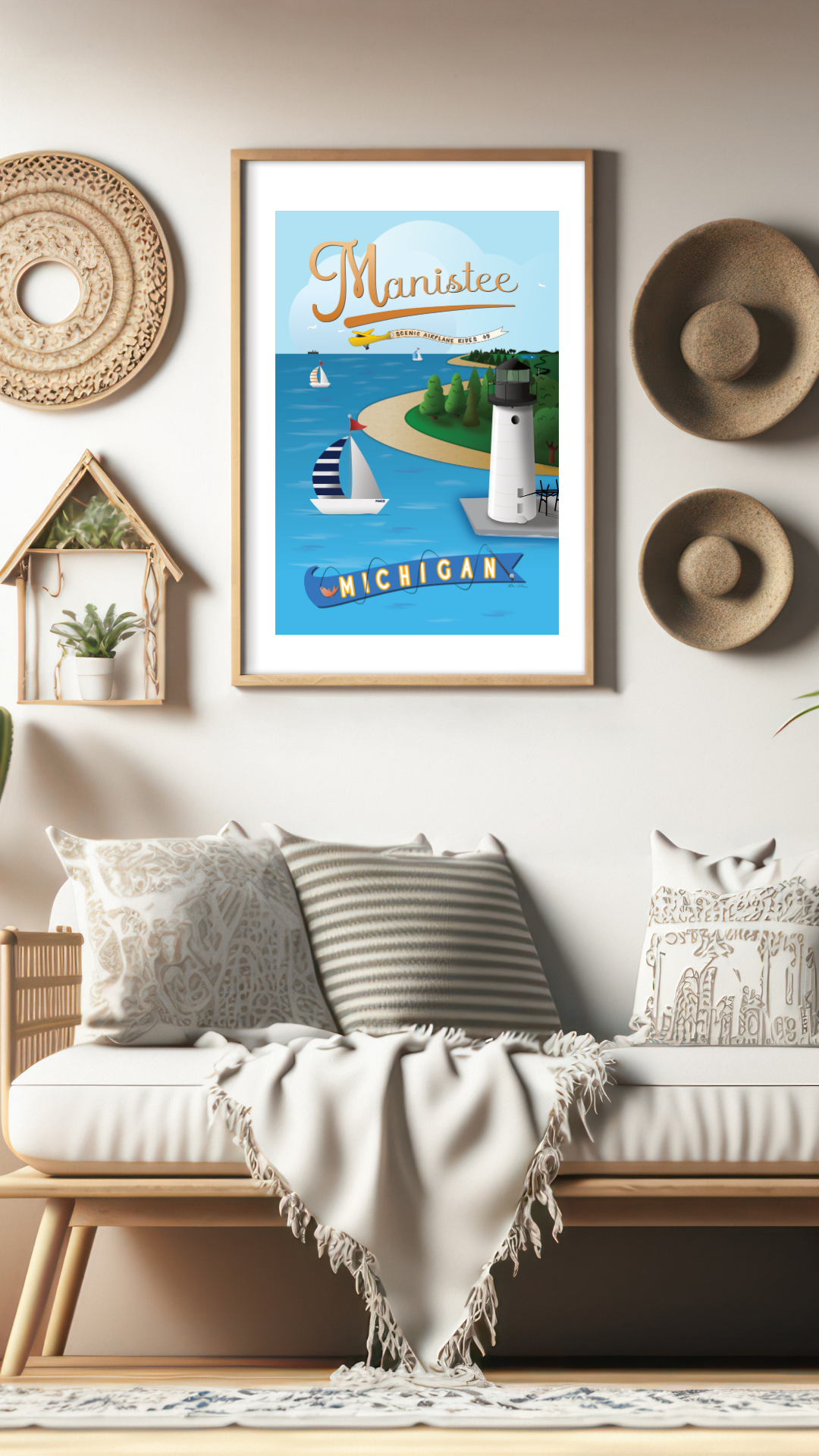 Manistee Michigan Retro Style Travel Poster