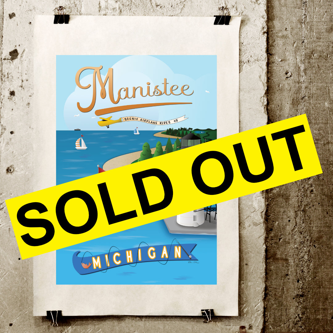 Manistee Michigan Retro Style Travel Poster