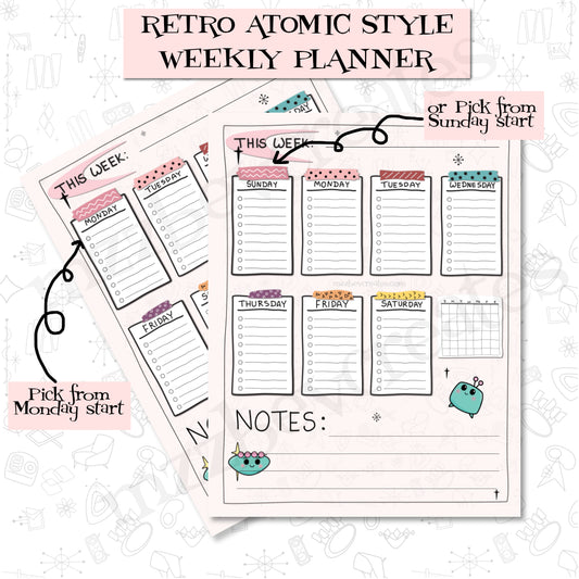 Retro Atomic Style Weekly Planner