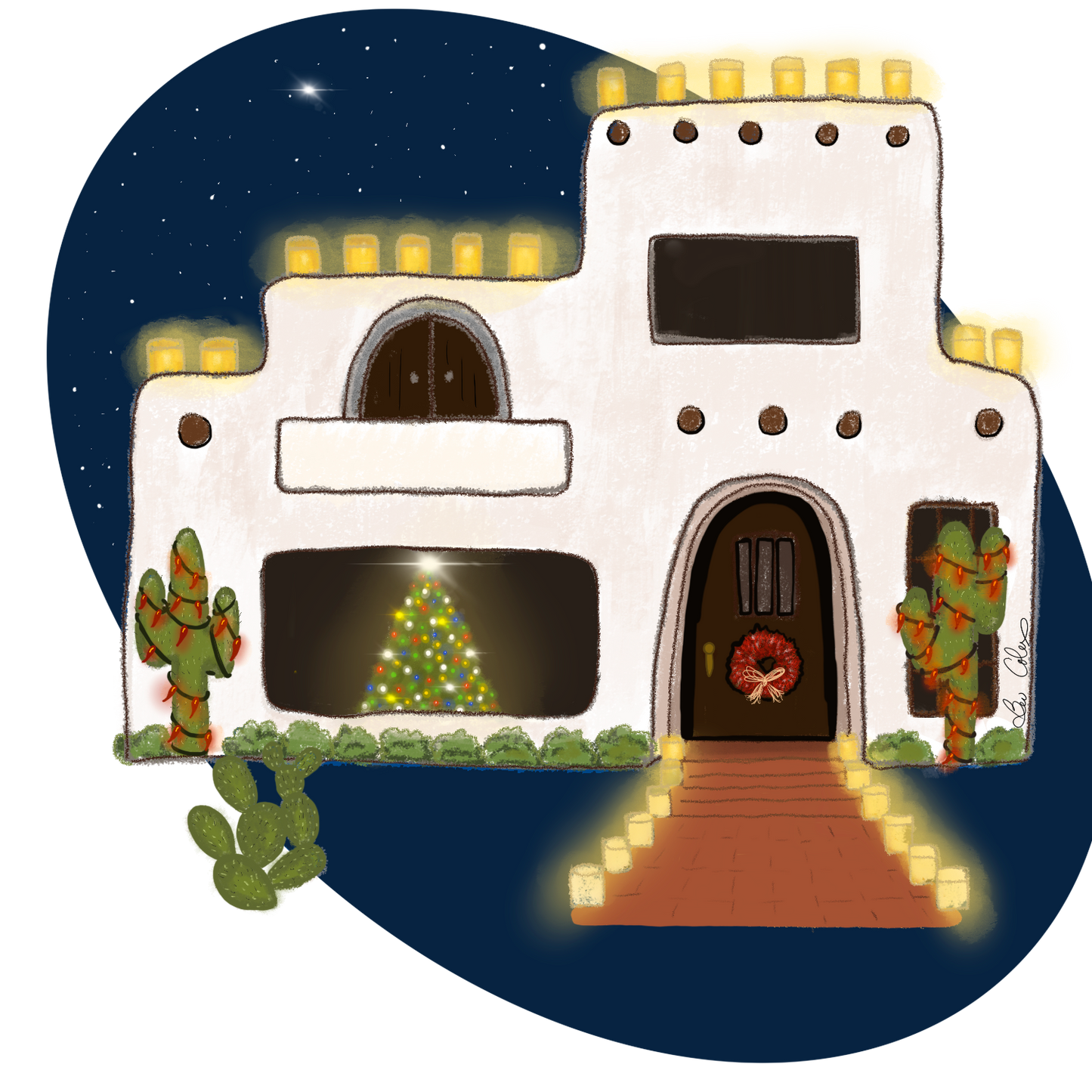 Personalized Christmas House Illustration, Digital File
