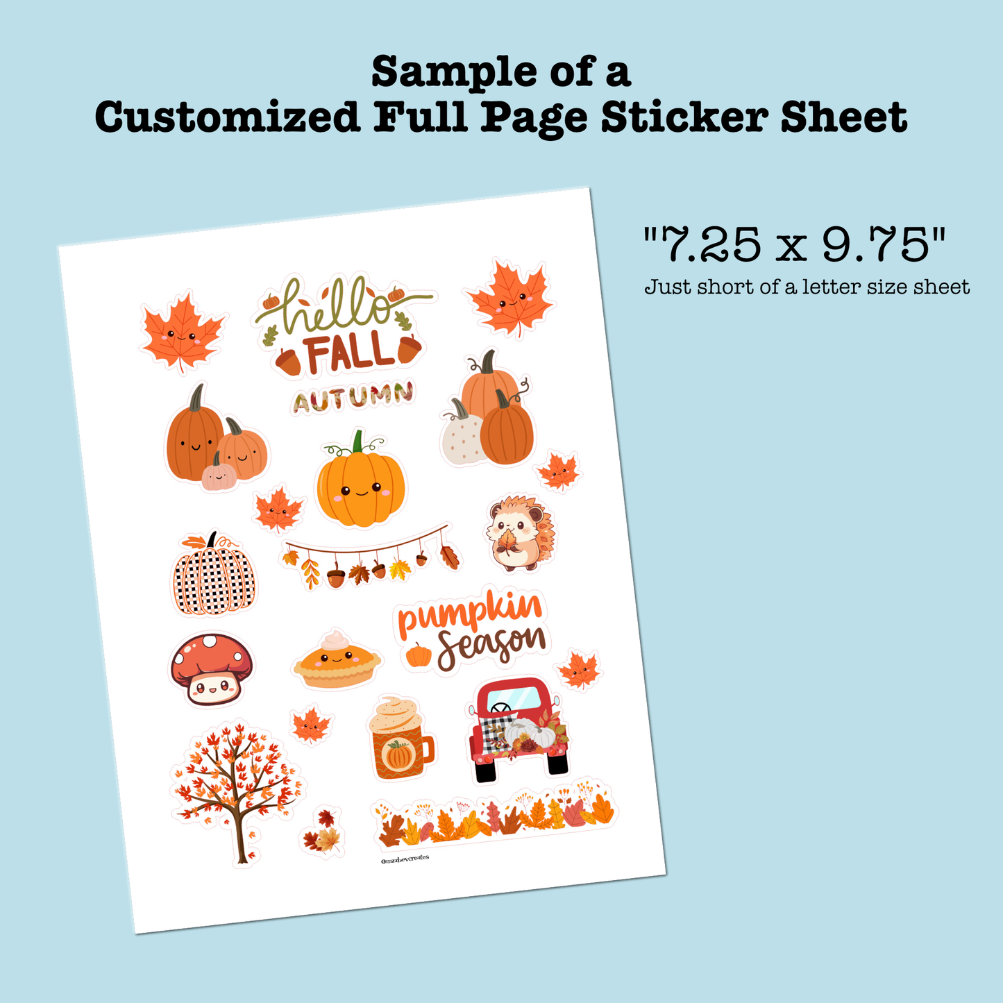 Custom Order Request for Full Page Sticker Sheet