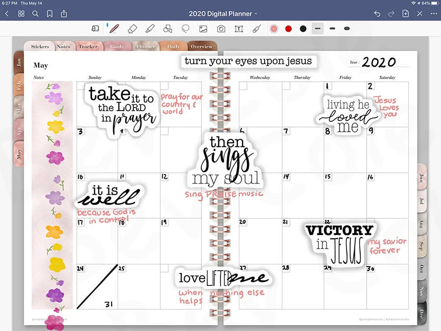 Hymn Titles Digital Stickers with Shadow