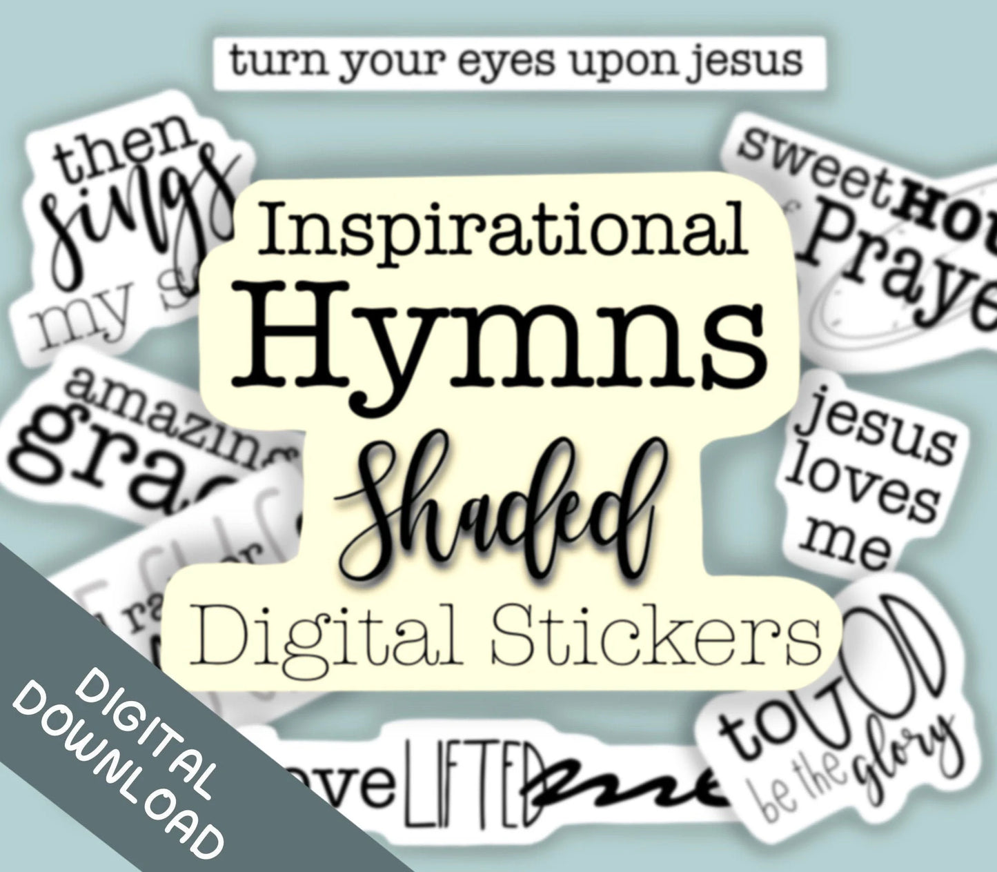 Hymn Titles Digital Stickers with Shadow