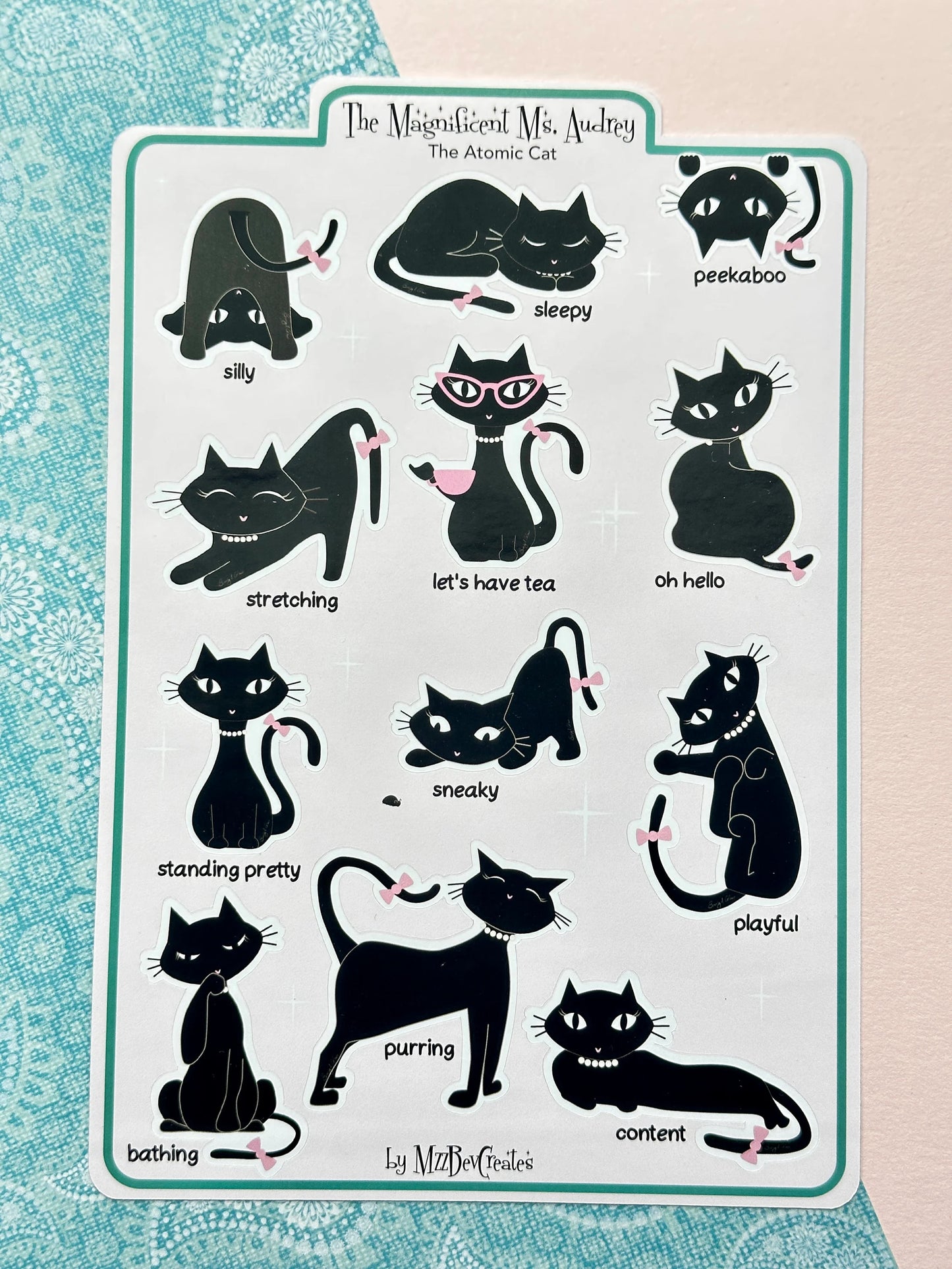 The Magnificent Ms. Audrey the Atomic Cat Sticker Sheet