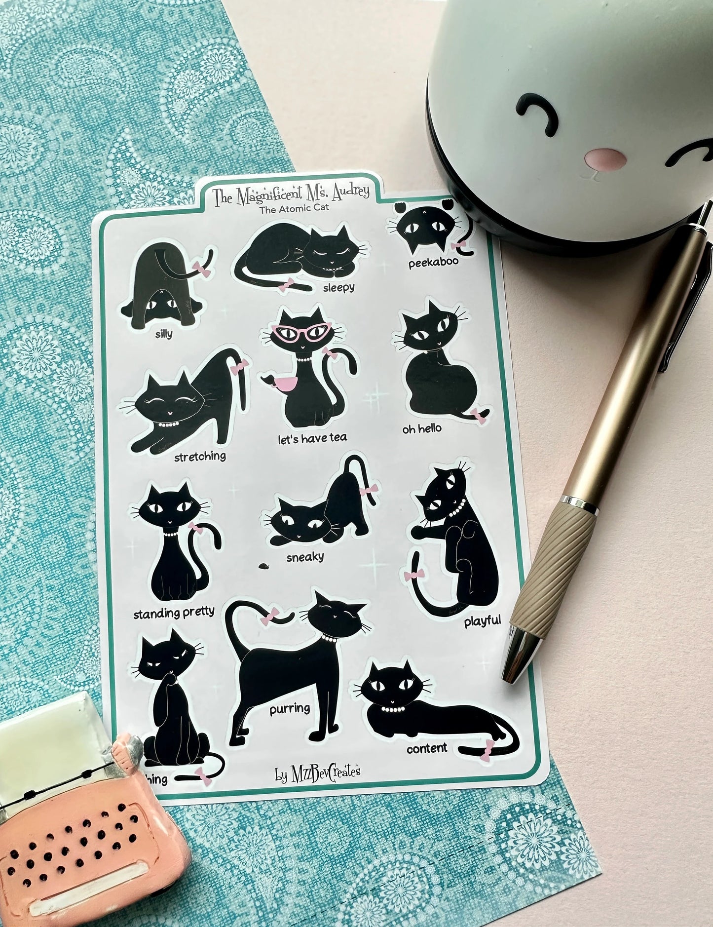 The Magnificent Ms. Audrey the Atomic Cat Sticker Sheet