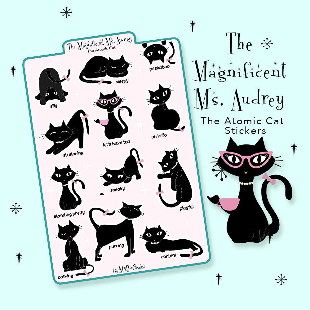 The Magnificent Ms. Audrey the Atomic Cat Sticker Sheet