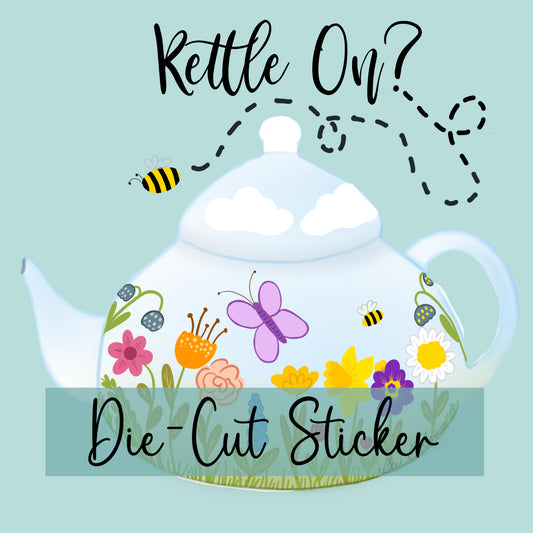 Spring Tea Kettle Die Cut Sticker