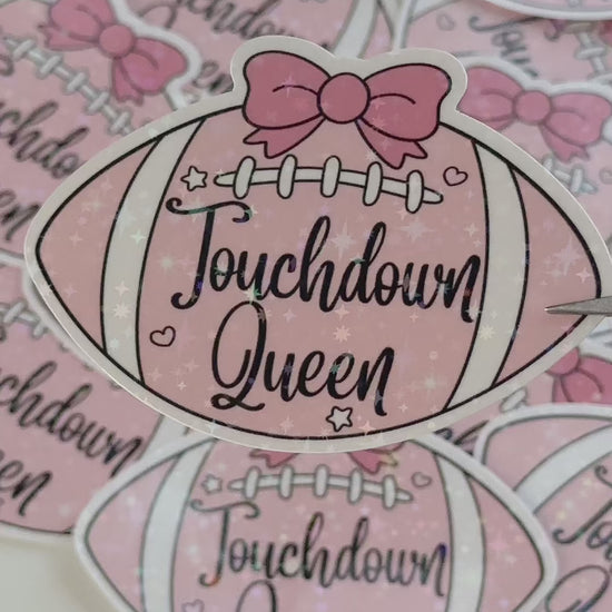 Sparkly Football Queen Die-Cut Sticker