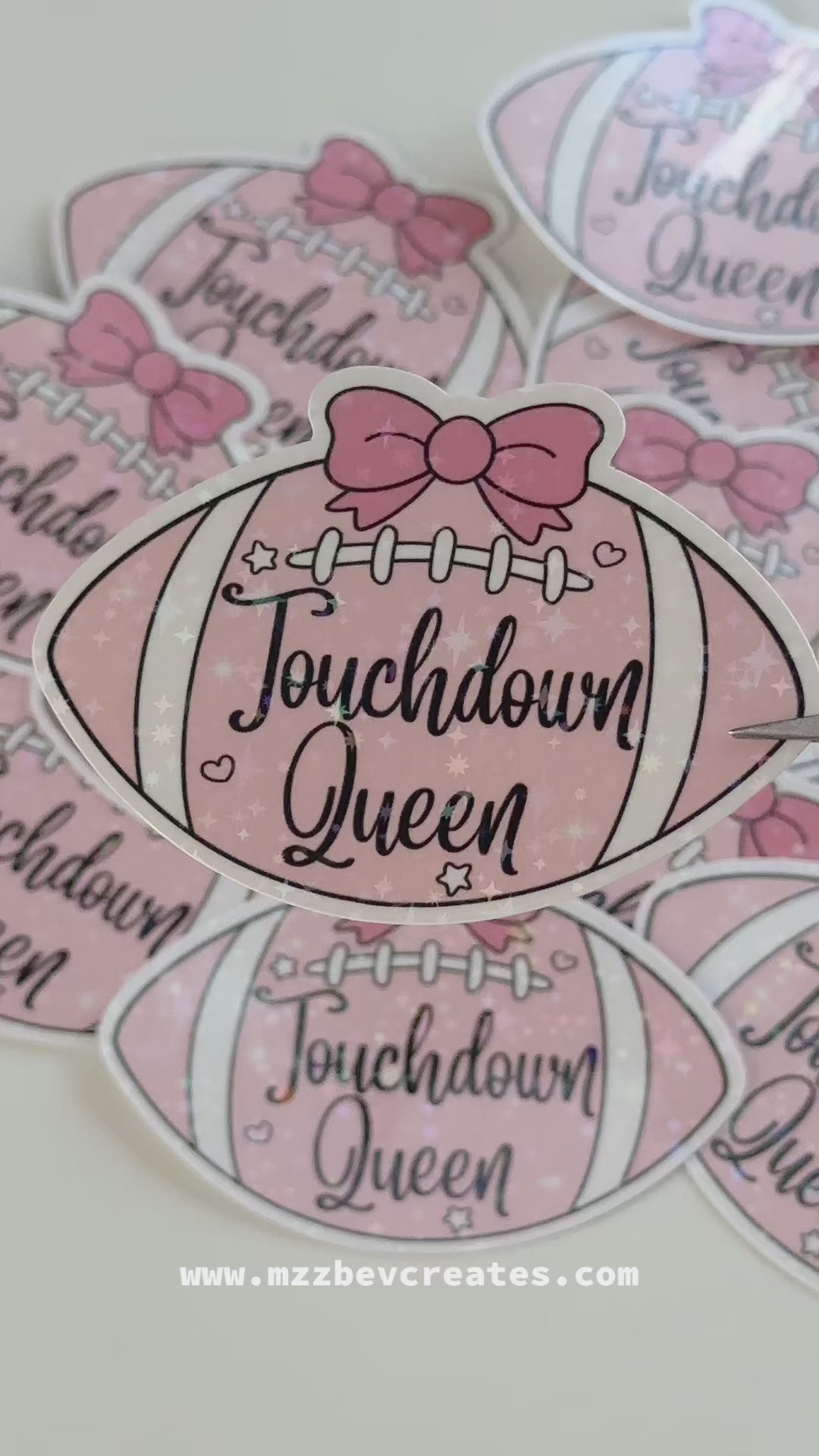 Sparkly Football Queen Die-Cut Sticker